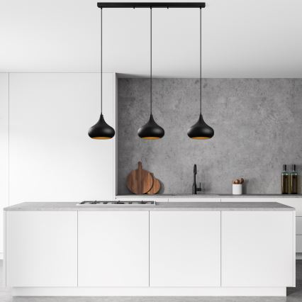 Taklampa på sladd MUBA 3xE27/40W/230V svart