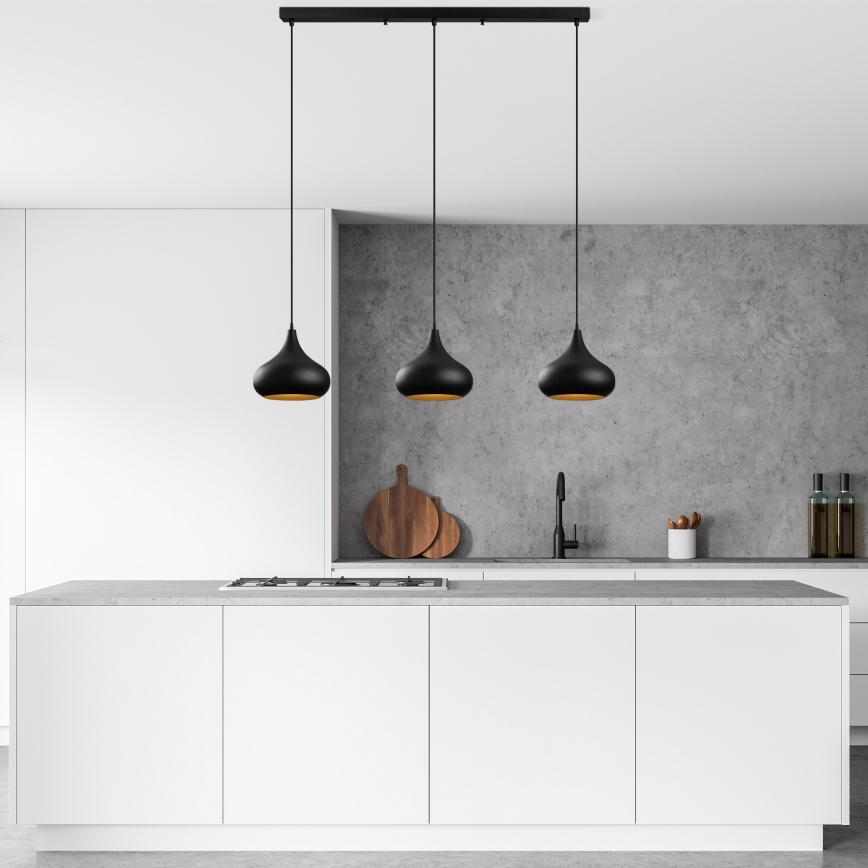 Taklampa på sladd MUBA 3xE27/40W/230V svart
