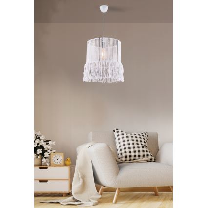 Taklampa på sladd NESS MACRAME 1xE27/40W/230V vit