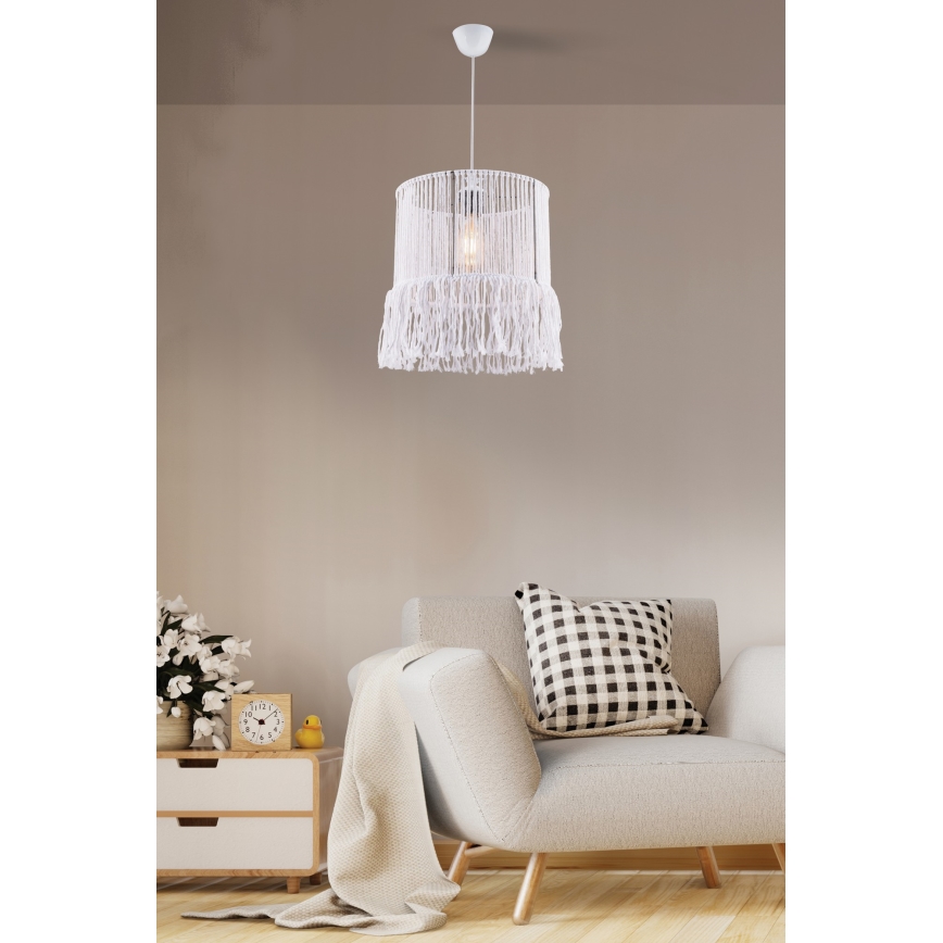 Taklampa på sladd NESS MACRAME 1xE27/40W/230V vit