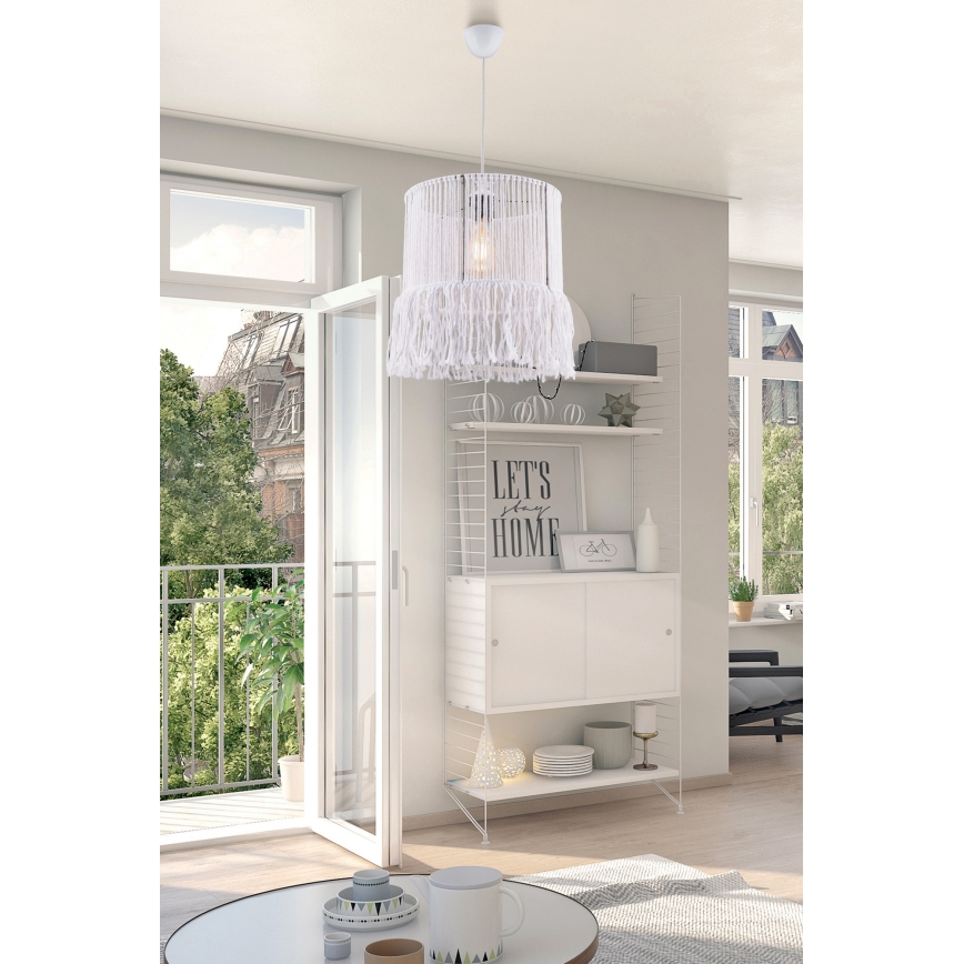 Taklampa på sladd NESS MACRAME 1xE27/40W/230V vit