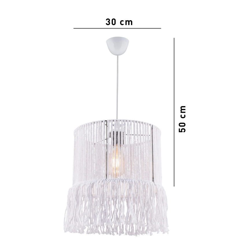 Taklampa på sladd NESS MACRAME 1xE27/40W/230V vit