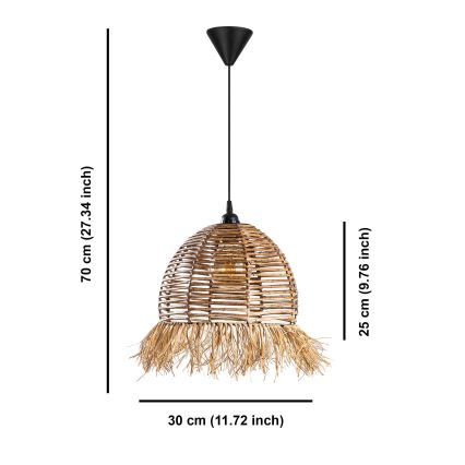 Taklampa på sladd RUYO 1xE27/40W/230V brun