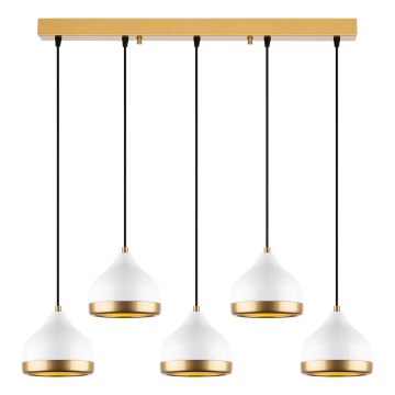 Taklampa på sladd YILDO 5xE27/40W/230V vit/guld