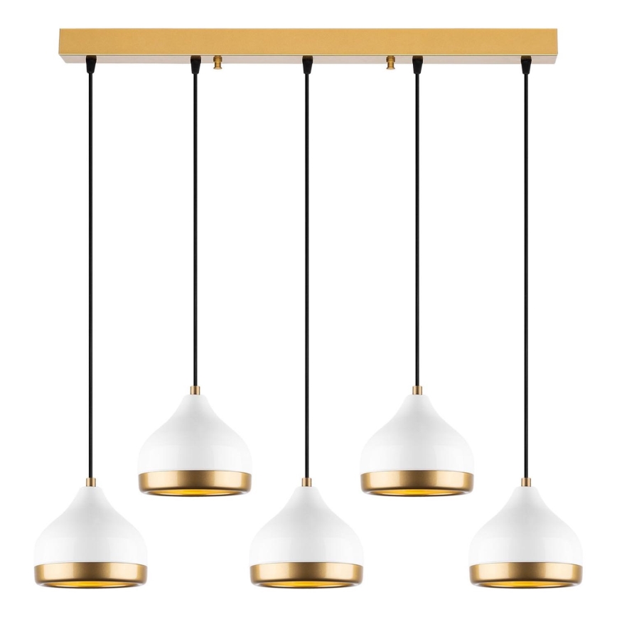 Taklampa på sladd YILDO 5xE27/40W/230V vit/guld