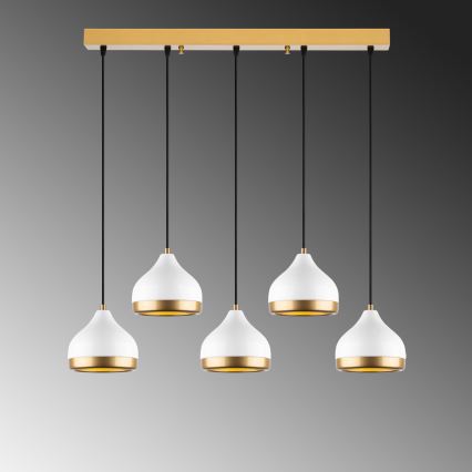 Taklampa på sladd YILDO 5xE27/40W/230V vit/guld