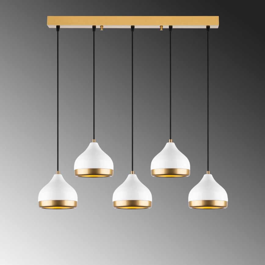Taklampa på sladd YILDO 5xE27/40W/230V vit/guld