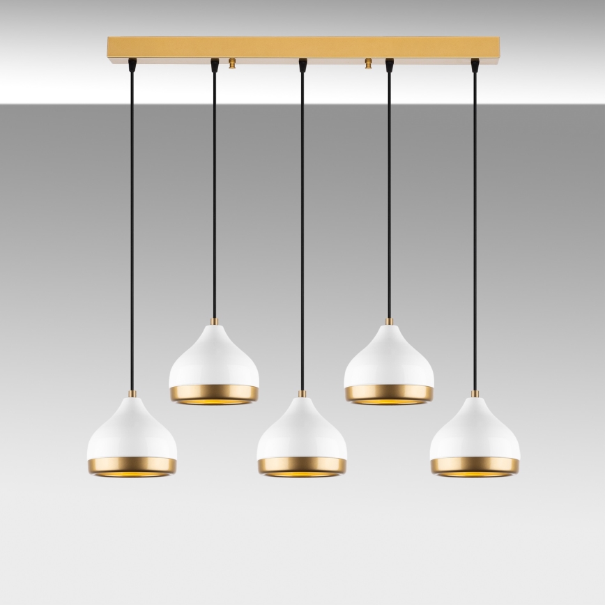 Taklampa på sladd YILDO 5xE27/40W/230V vit/guld