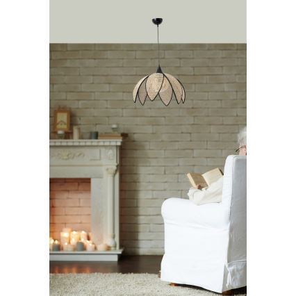 Taklampa på snöre FUME 1xE27/40W/230V Ø 40 cm svart/beige