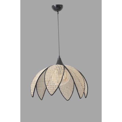 Taklampa på snöre FUME 1xE27/40W/230V Ø 40 cm svart/beige