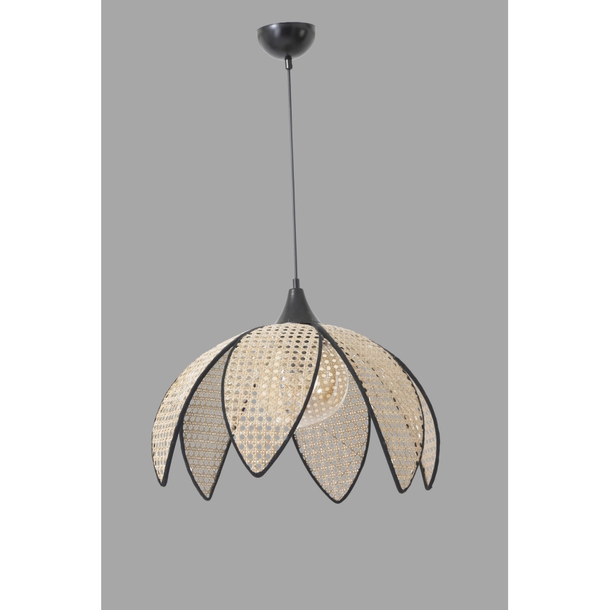 Taklampa på snöre FUME 1xE27/40W/230V Ø 40 cm svart/beige