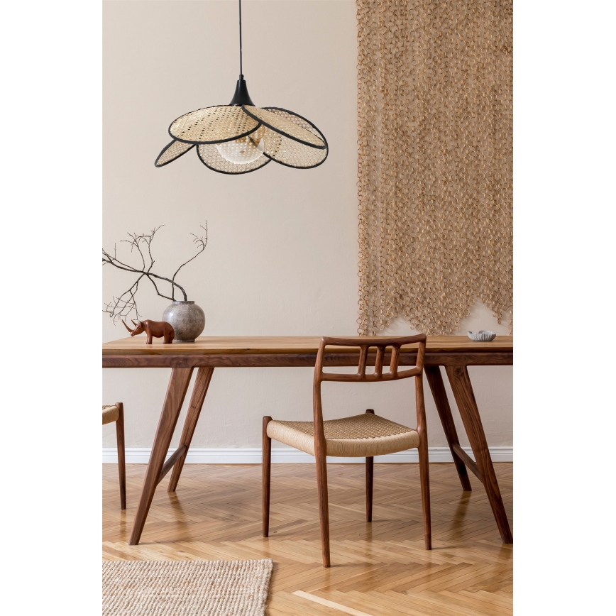 Taklampa på snöre FUME 1xE27/40W/230V Ø 45 cm svart/beige