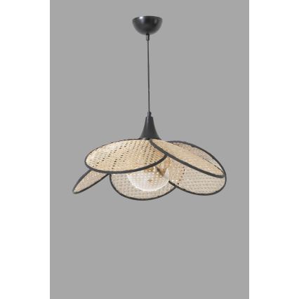 Taklampa på snöre FUME 1xE27/40W/230V Ø 45 cm svart/beige