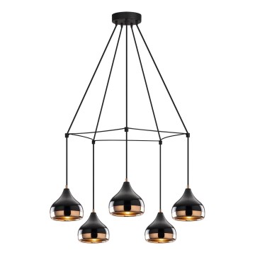 Taklampa på snöre YILDO 5xE27/40W/230V svart/koppar