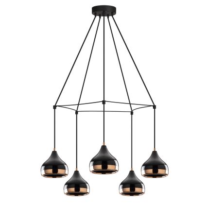 Taklampa på snöre YILDO 5xE27/40W/230V svart/koppar