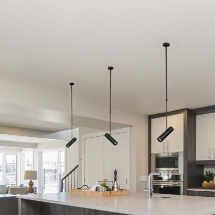 Taklampa på stång 1xGU10/35W/230V svart