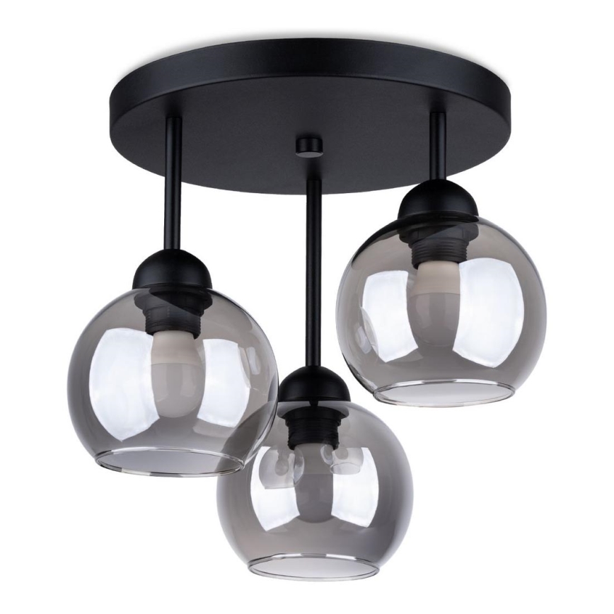 Taklampa på stång ALINO 3xE27/60W/230V svart