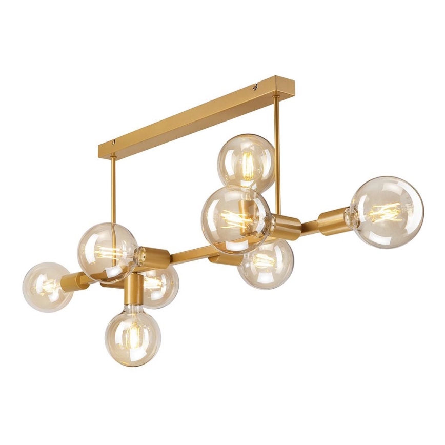 Taklampa på stång ASTRID 8xE27/60W/230V guld