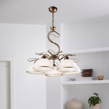 Taklampa på stång COBRA 1xE27/60W/230V Ø30 cm, brons/patina