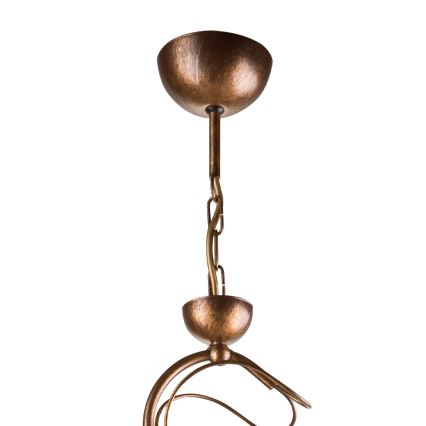 Taklampa på stång COBRA 1xE27/60W/230V Ø30 cm, brons/patina