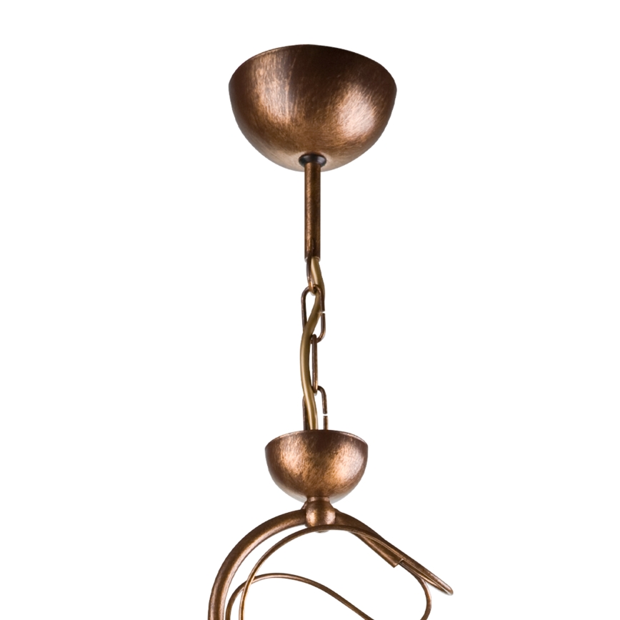 Taklampa på stång COBRA 1xE27/60W/230V Ø30 cm, brons/patina