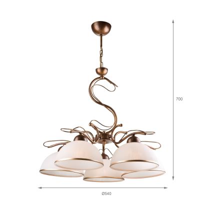 Taklampa på stång COBRA 1xE27/60W/230V Ø30 cm, brons/patina