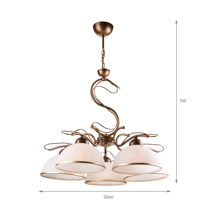 Taklampa på stång COBRA 1xE27/60W/230V Ø30 cm, brons/patina