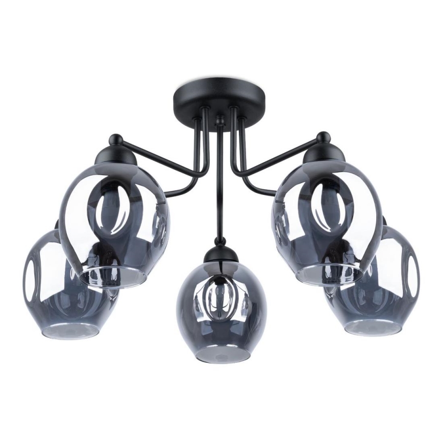 Taklampa på stång FILLAN 5xE27/60W/230V svart