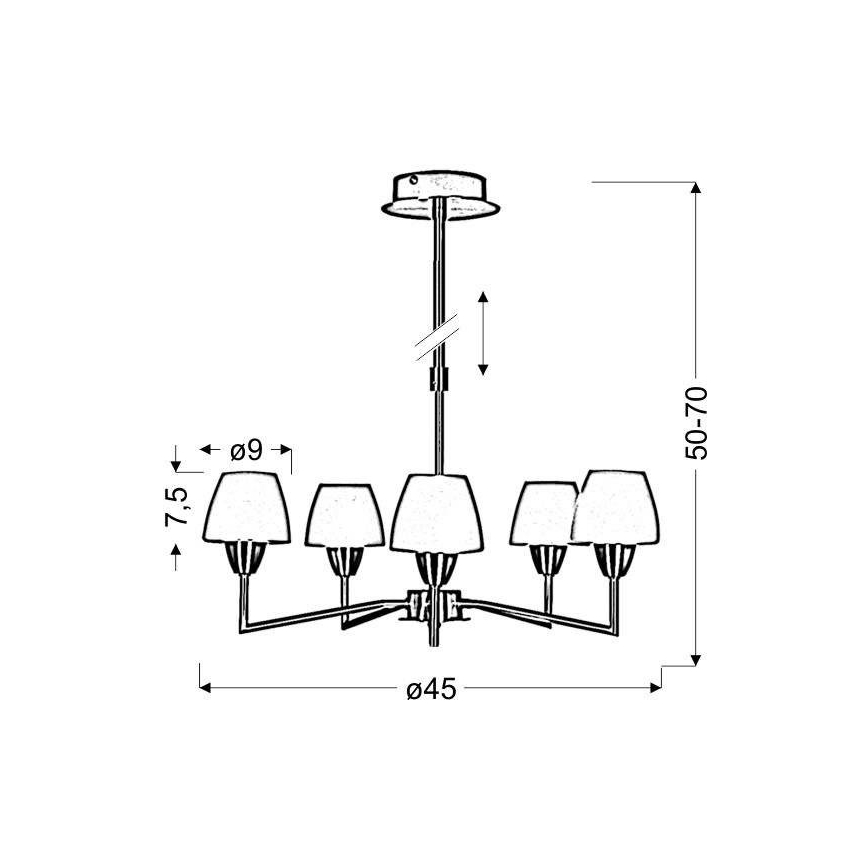 Taklampa på stång TOGO 5xG9/40W/230V mattkrom/vit