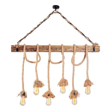 Taklampa på vajer EREBOS 6xE27/40W/230V brun