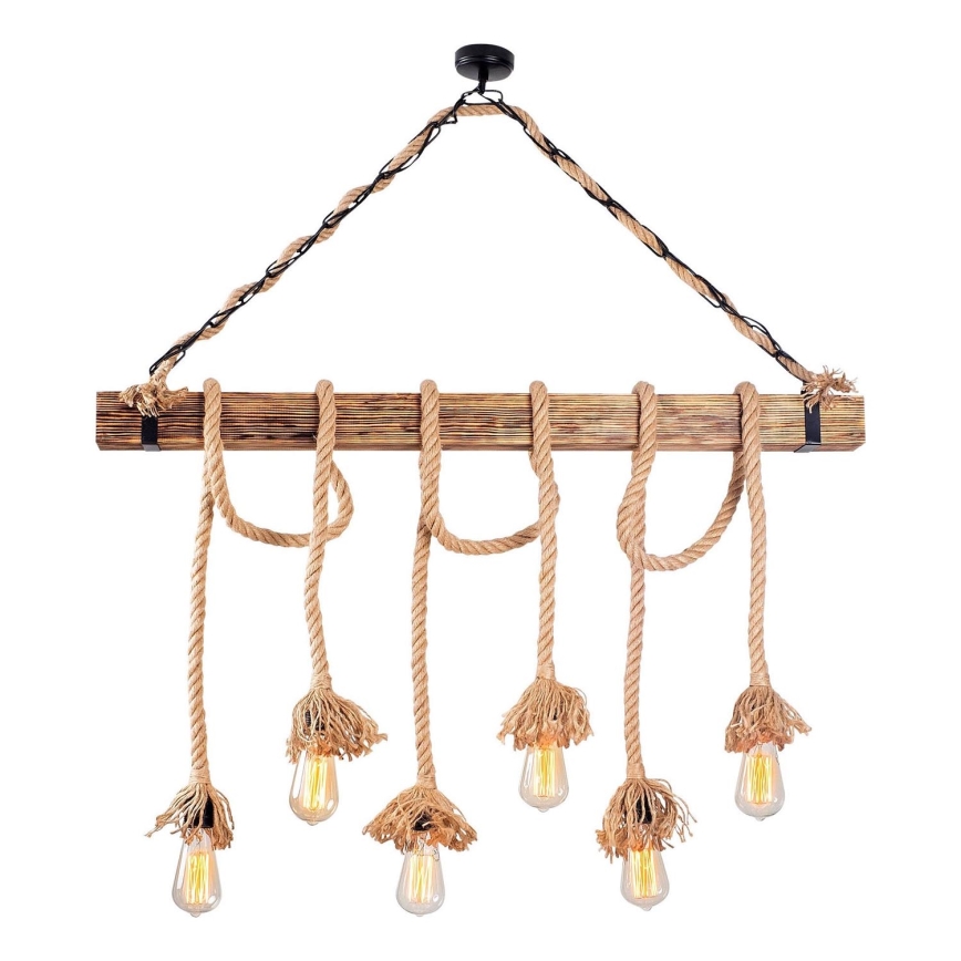 Taklampa på vajer EREBOS 6xE27/40W/230V brun