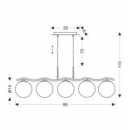 Taklampa på vajer LUMOS 5xG9/20W/230V rökig svart