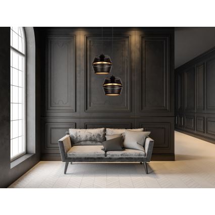 Taklampa på kabel PARIS 2xE27/60W/230V svart/guld