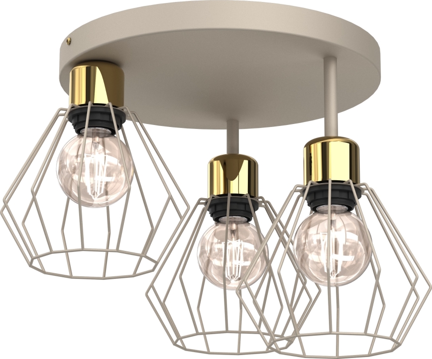 Taklampa PARKLA 3xE27/15W/230V beige/guld