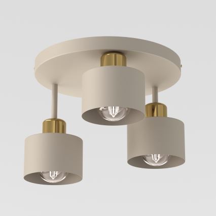 Taklampa PARKLA 3xE27/15W/230V beige/guld