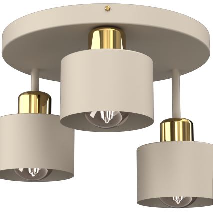 Taklampa PARKLA 3xE27/15W/230V beige/guld