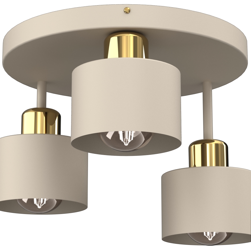 Taklampa PARKLA 3xE27/15W/230V beige/guld