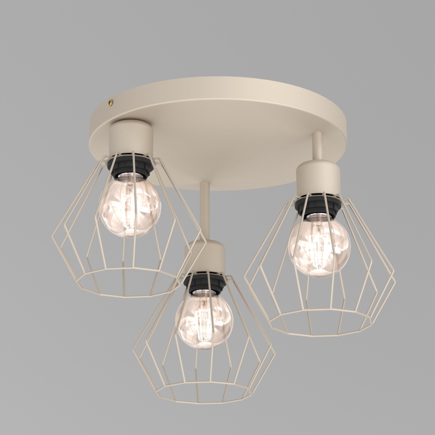 Taklampa PARKLA 3xE27/15W/230V beige