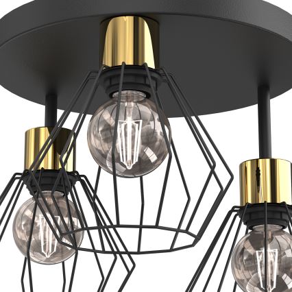 Taklampa PARKLA 3xE27/15W/230V svart/guld