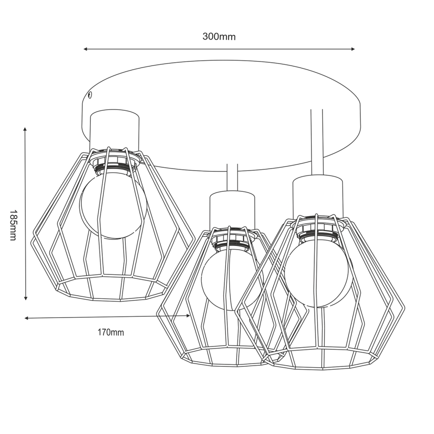 Taklampa PARKLA 3xE27/15W/230V svart/guld