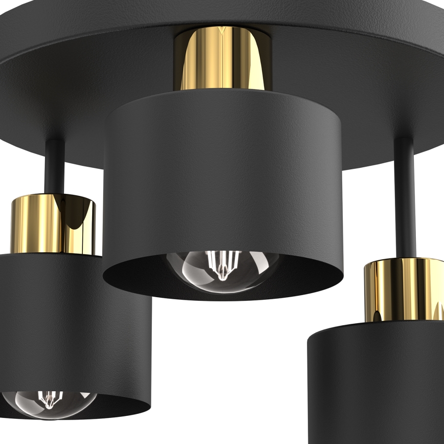 Taklampa PARKLA 3xE27/15W/230V svart/guld
