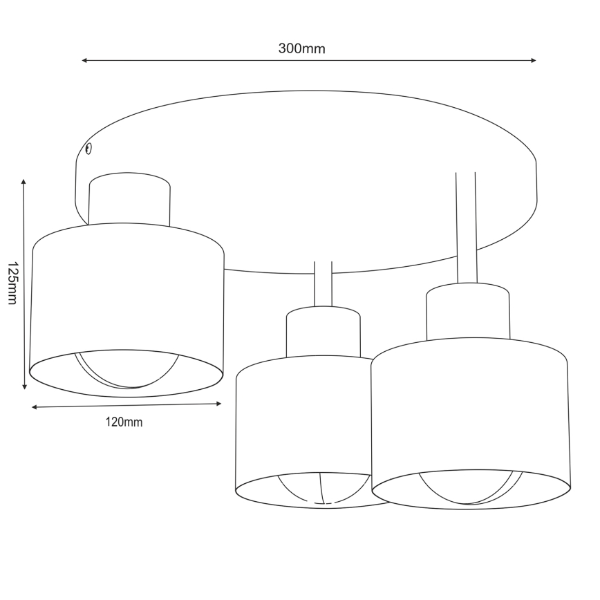 Taklampa PARKLA 3xE27/15W/230V svart
