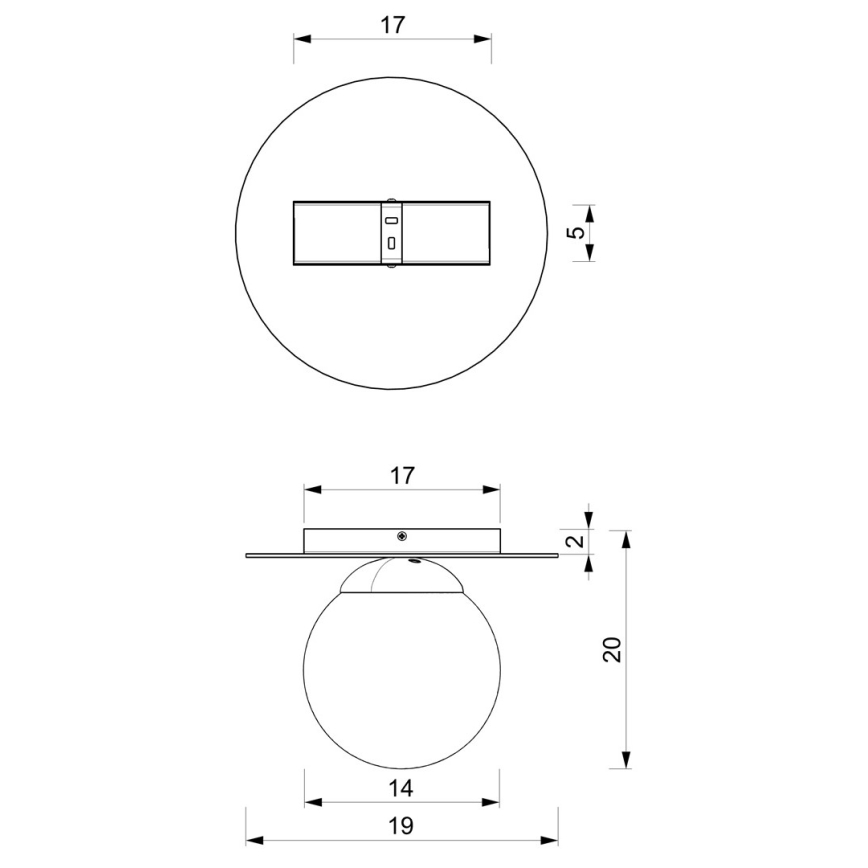 Taklampa  PLATO 1xE14/40W/230V d. 19 cm