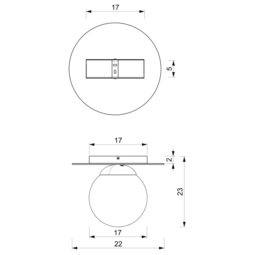 Taklampa  PLATO 1xE14/40W/230V d. 22 cm