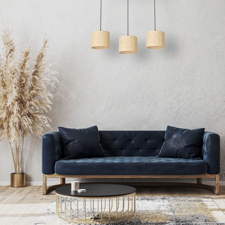 Taklampa på lina RATTAN 3xE27/60W/230V rotting