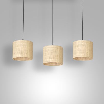 Taklampa på lina RATTAN 3xE27/60W/230V rotting