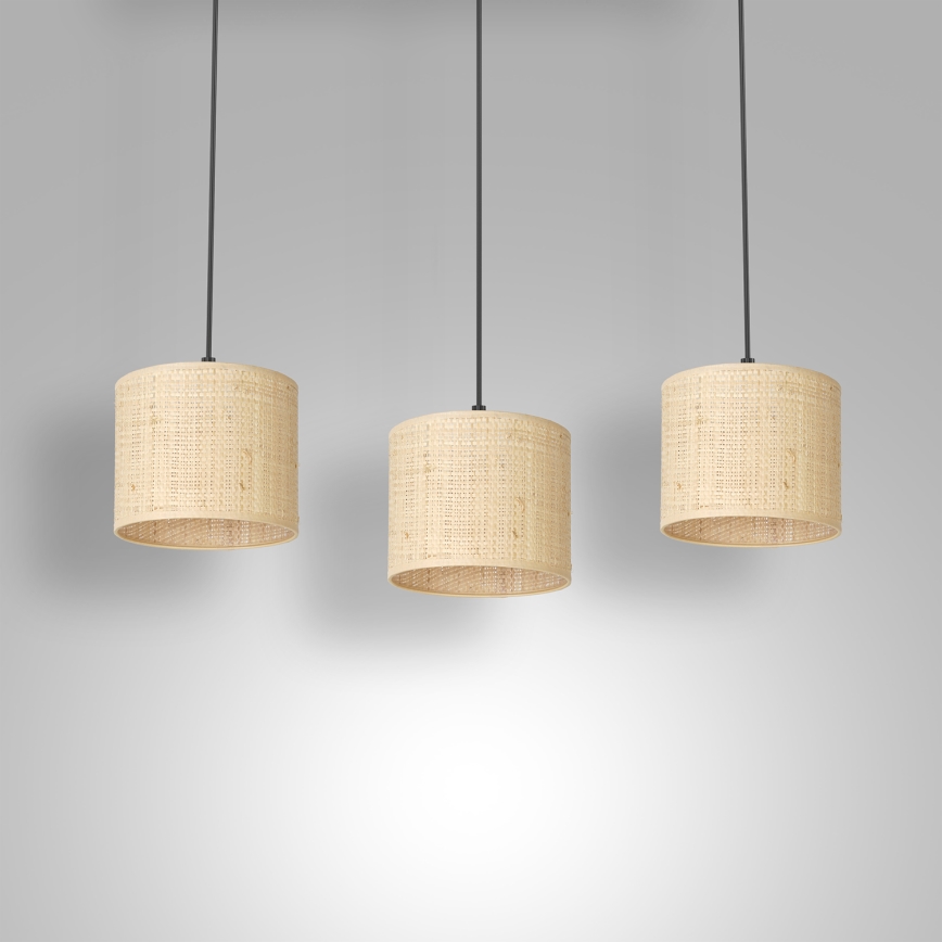 Taklampa på lina RATTAN 3xE27/60W/230V rotting