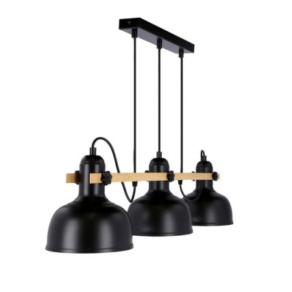 Taklampa på kabel RENO 3xE27/40W/230V svart/brun