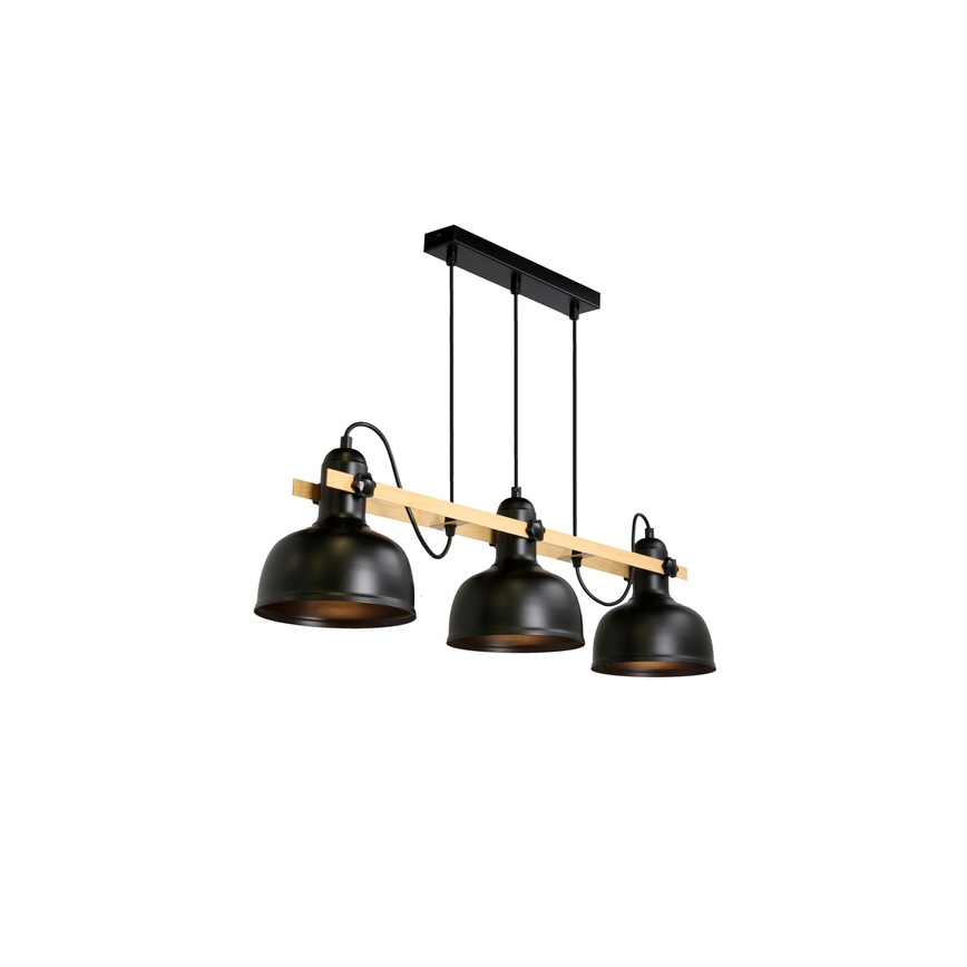 Taklampa på kabel RENO 3xE27/40W/230V svart/brun