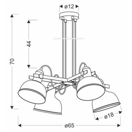Taklampa på kabel RENO 4xE27/40W/230V svart/brun